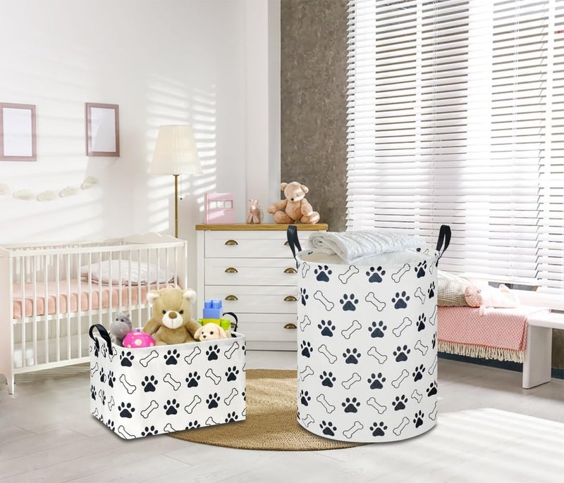 NTAOHAMPER Rectangular Storage Basket,Collapsible Gift Basket with Handles,Kids Toys/Books Box,Room Decor(Paw) - Image 2